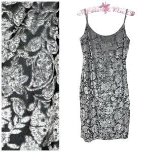 NWOT Y2K Bebe Slip Dress‎ S Velvet Burnout Silver Lined Fairy Grunge Whimsigoth